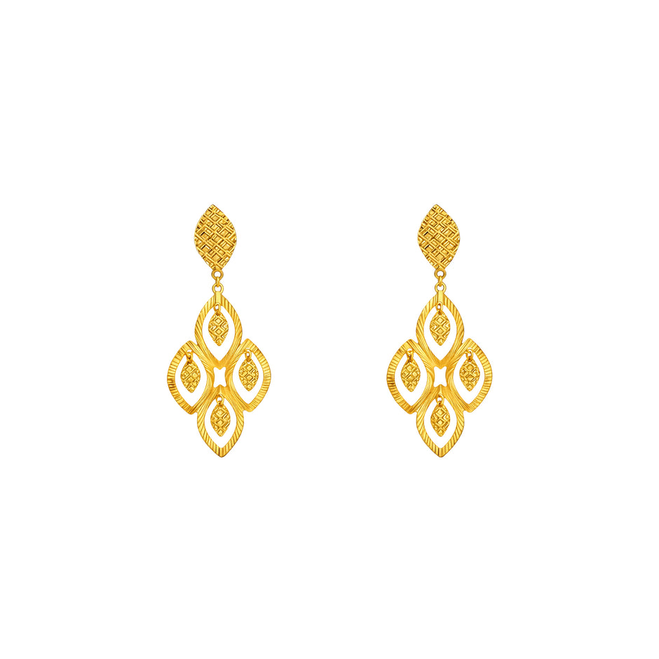 Textured Filigree Floral Drop Earrings