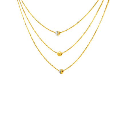 Triple Layer Gold Bead Necklace