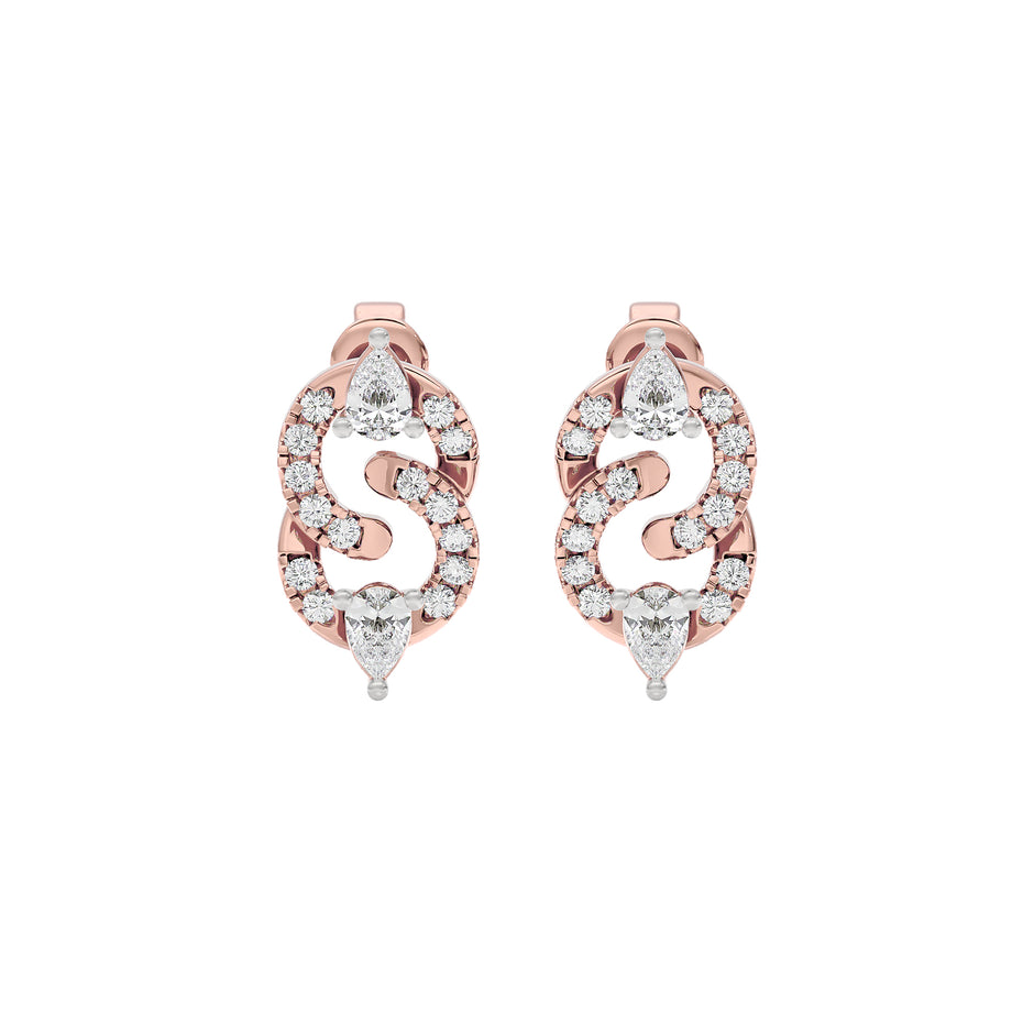 Selah Two Tone Diamond Earrings 18 KT / Rose Gold