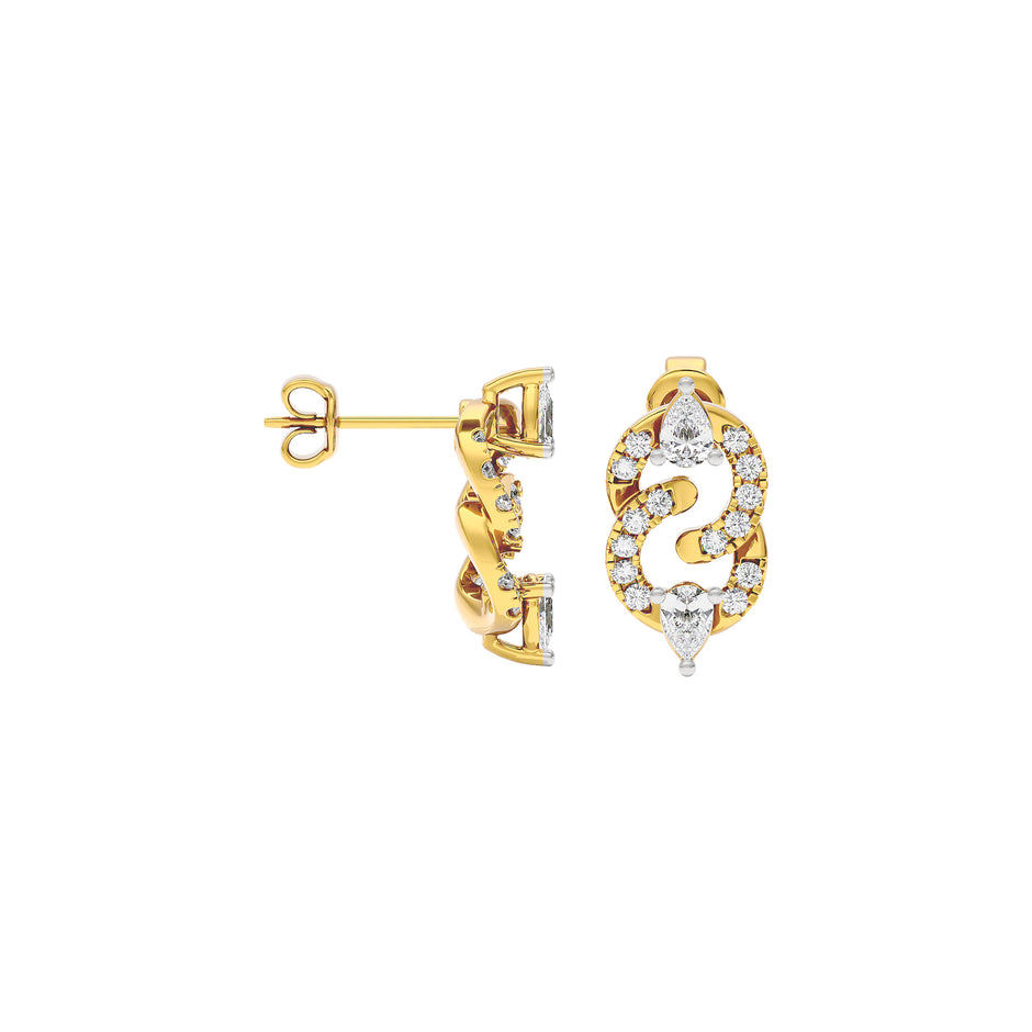 Selah Two Tone Diamond Earrings 18 KT / Yellow Gold