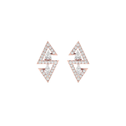 Angular Spark Two Tone Diamond Earring 18 KT / Rose Gold