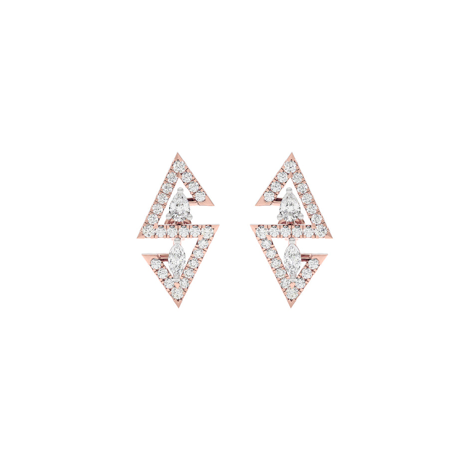 Angular Spark Two Tone Diamond Earring 18 KT / Rose Gold
