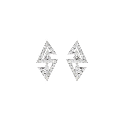 Angular Spark Two Tone Diamond Earring 18 KT / White Gold