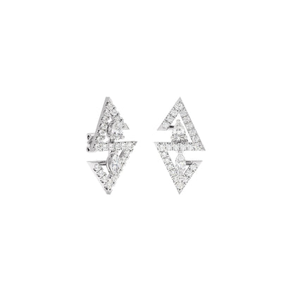 Angular Spark Two Tone Diamond Earring 18 KT / White Gold