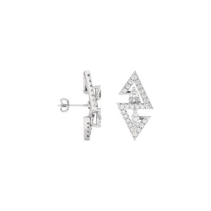 Angular Spark Two Tone Diamond Earring 18 KT / White Gold