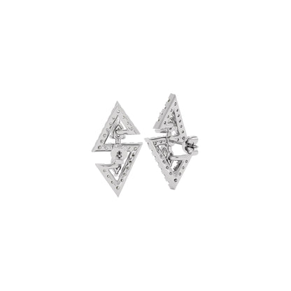 Angular Spark Two Tone Diamond Earring 18 KT / White Gold