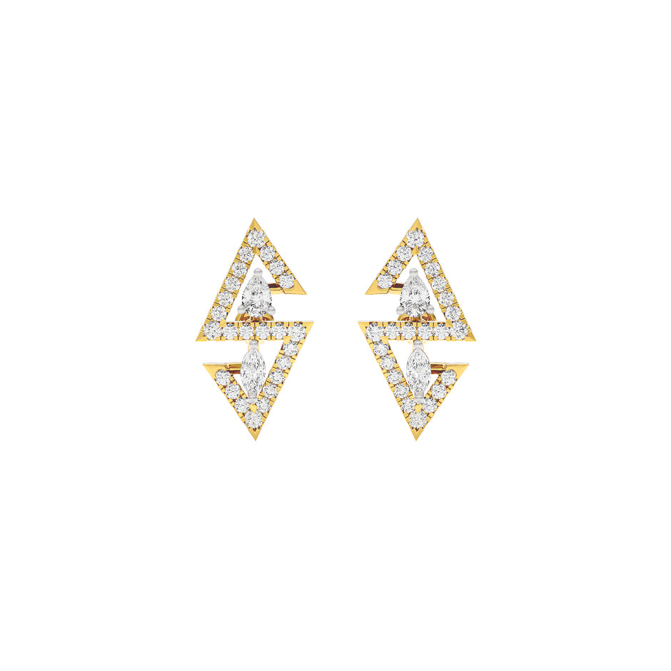 Angular Spark Two Tone Diamond Earring 18 KT / Yellow Gold
