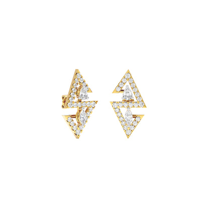 Angular Spark Two Tone Diamond Earring 18 KT / Yellow Gold