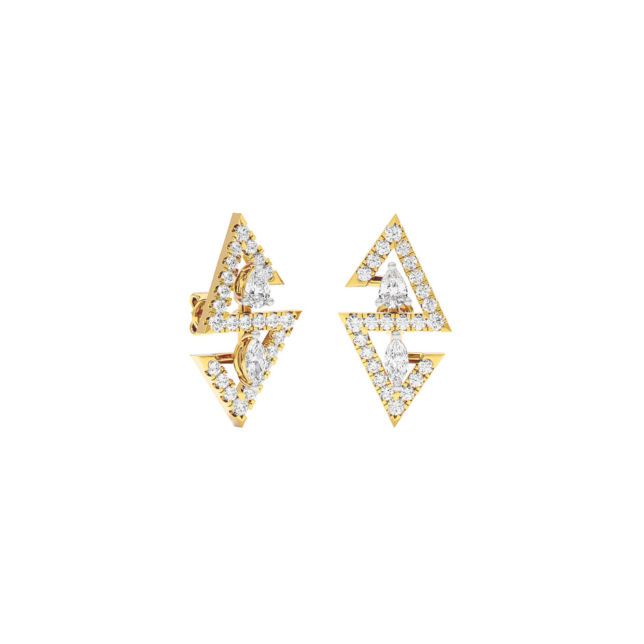 Angular Spark Two Tone Diamond Earring 18 KT / Yellow Gold