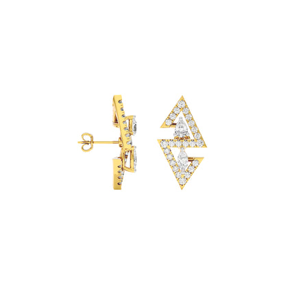 Angular Spark Two Tone Diamond Earring 18 KT / Yellow Gold