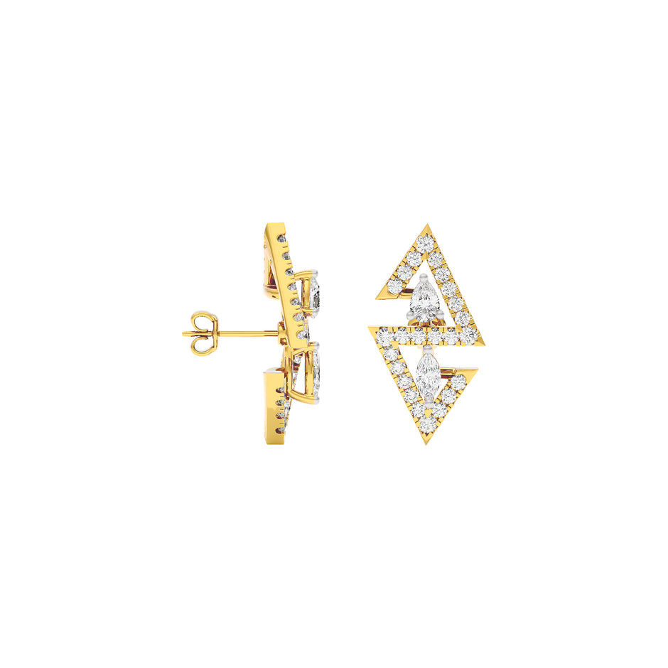 Angular Spark Two Tone Diamond Earring 18 KT / Yellow Gold