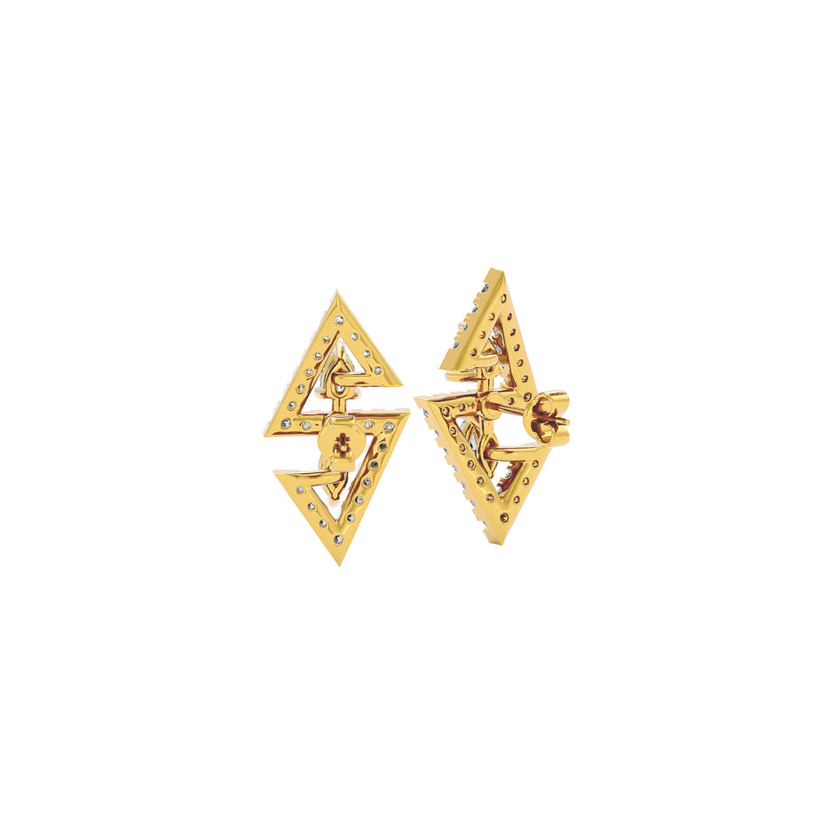 Angular Spark Two Tone Diamond Earring 18 KT / Yellow Gold