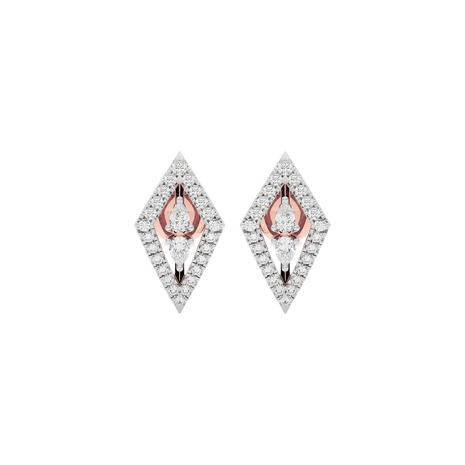 The Apex Two Tone Diamond Earrings 18 KT / Rose Gold