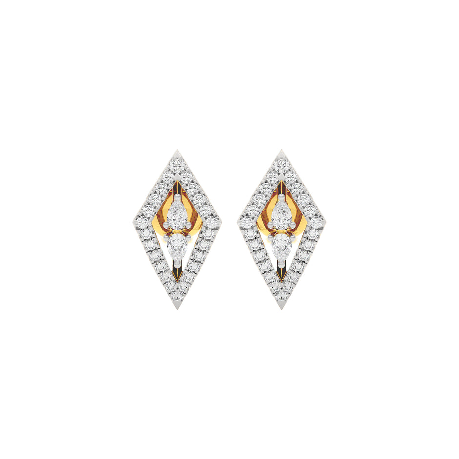 The Apex Two Tone Diamond Earrings 18 KT / Yellow Gold