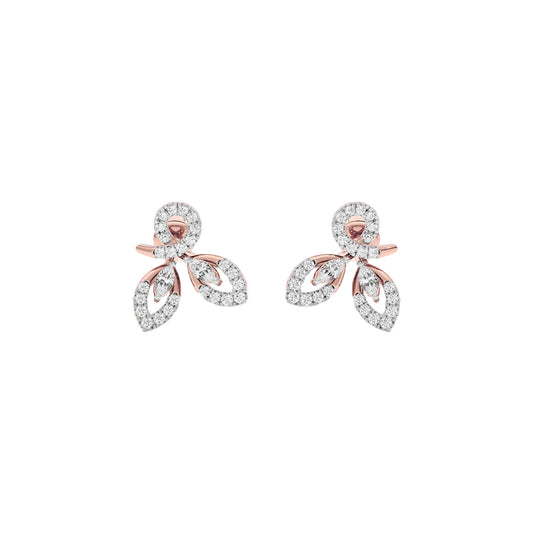 Tri-Petal Shine Diamond Earrings