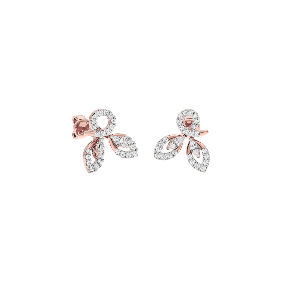 Tri-Petal Shine Diamond Earrings