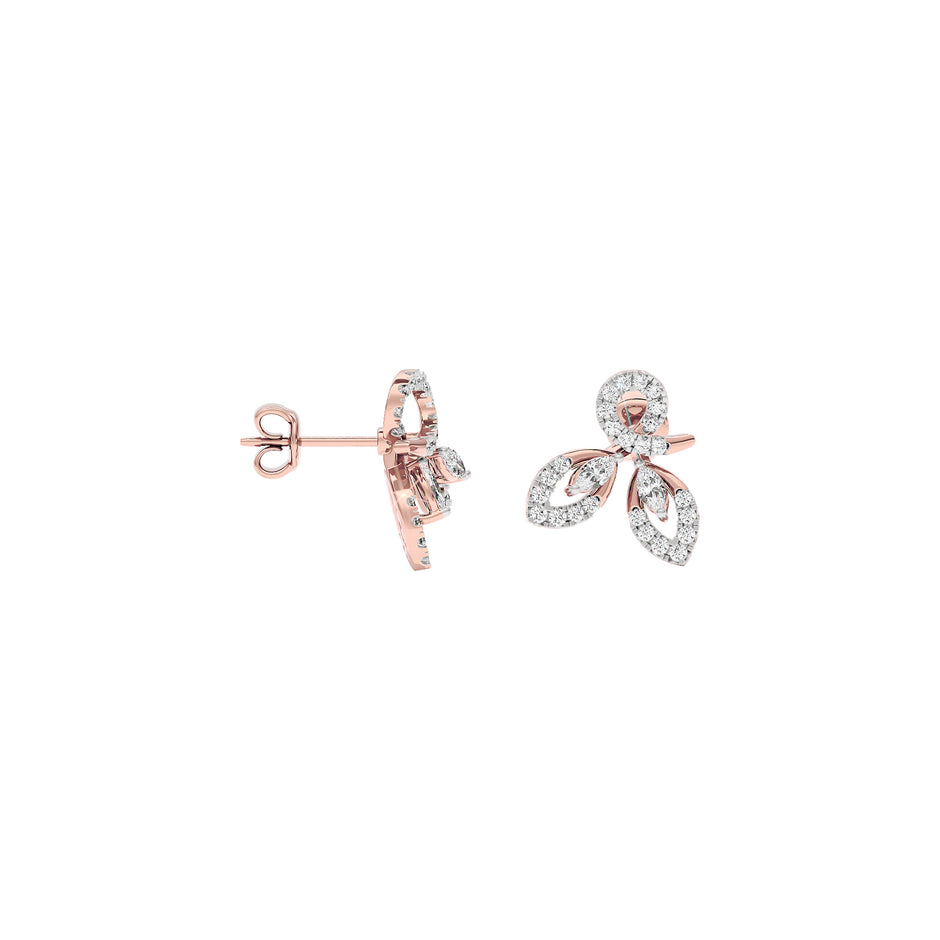 Tri-Petal Shine Diamond Earrings