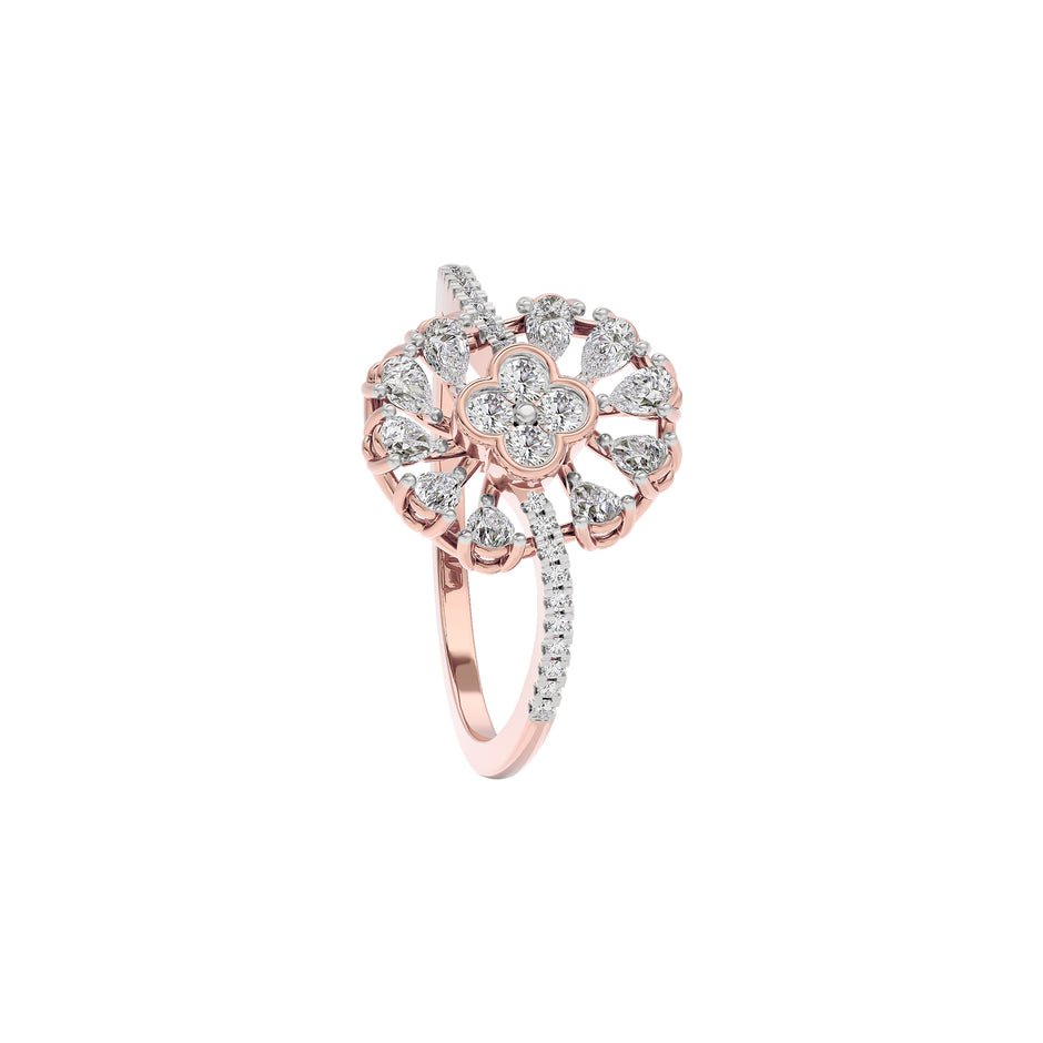 Brilliant Daisy Diamond Ring 18 KT / Rose Gold / 22
