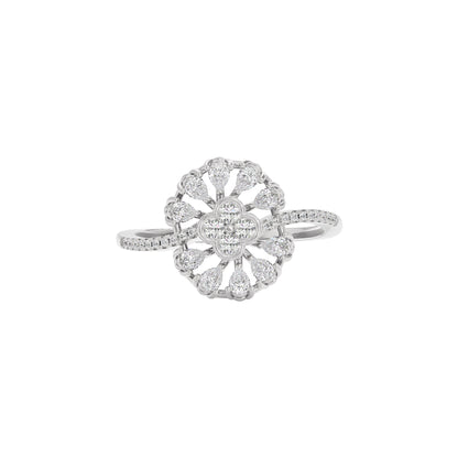Brilliant Daisy Diamond Ring 18 KT / White Gold / 22
