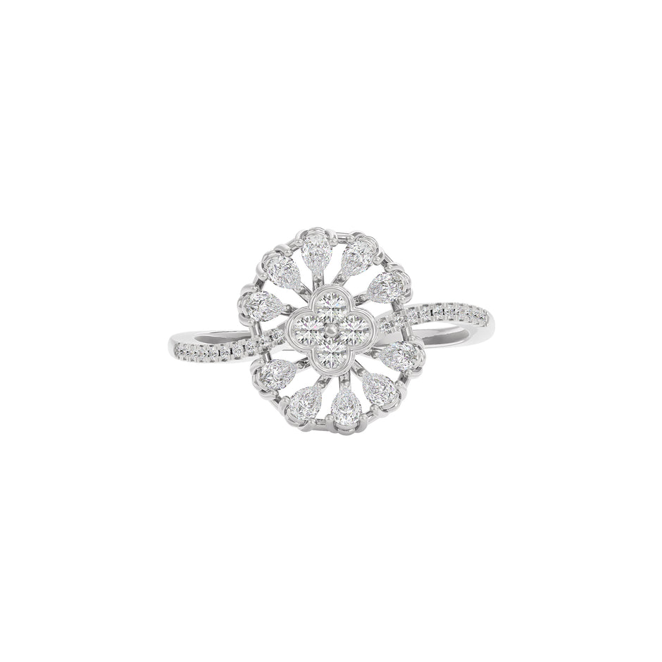Brilliant Daisy Diamond Ring 18 KT / White Gold / 22
