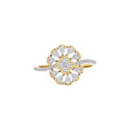 Brilliant Daisy Diamond Ring 18 KT / Yellow Gold / 22