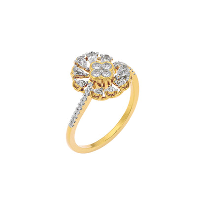 Brilliant Daisy Diamond Ring 18 KT / Yellow Gold / 22