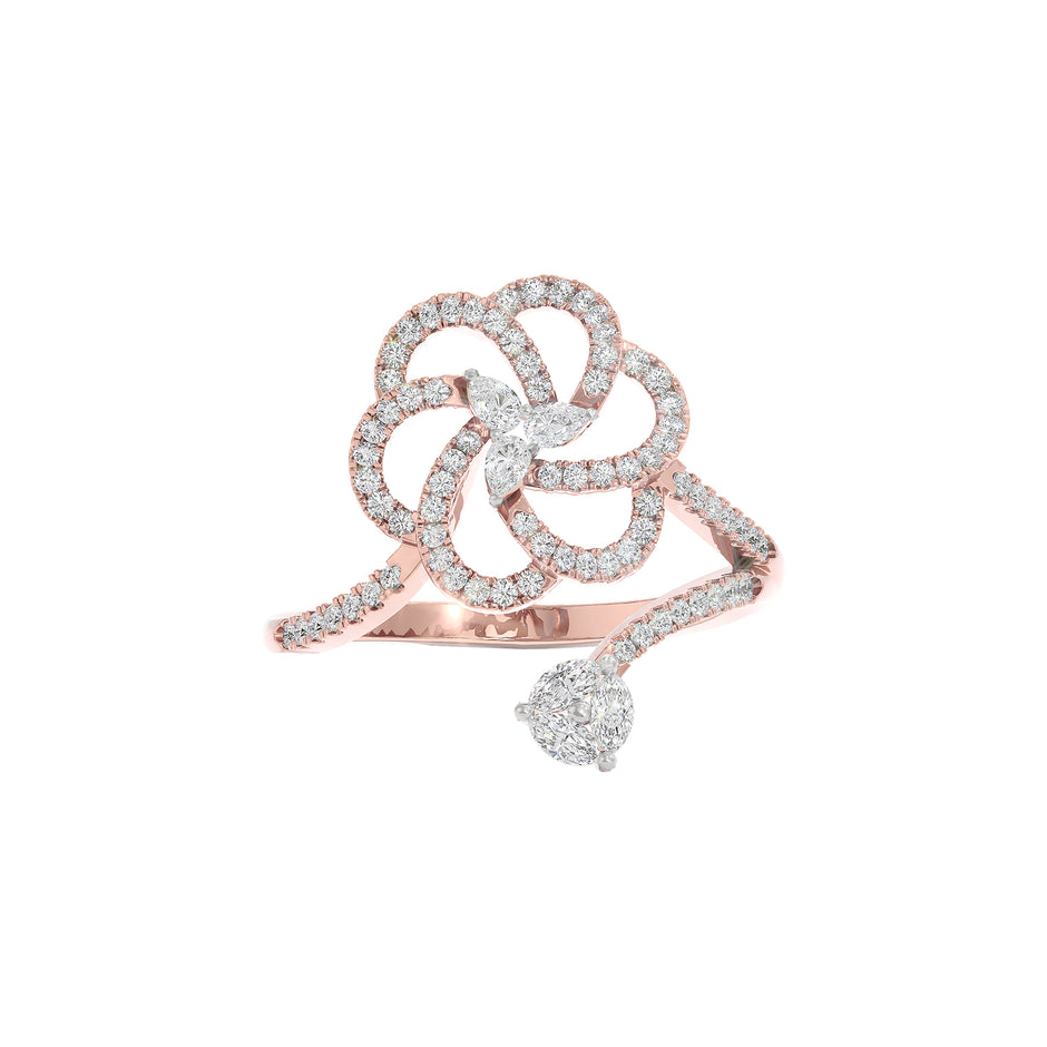 Spiral Twist Diamond Ring 18 KT / Rose Gold / 22
