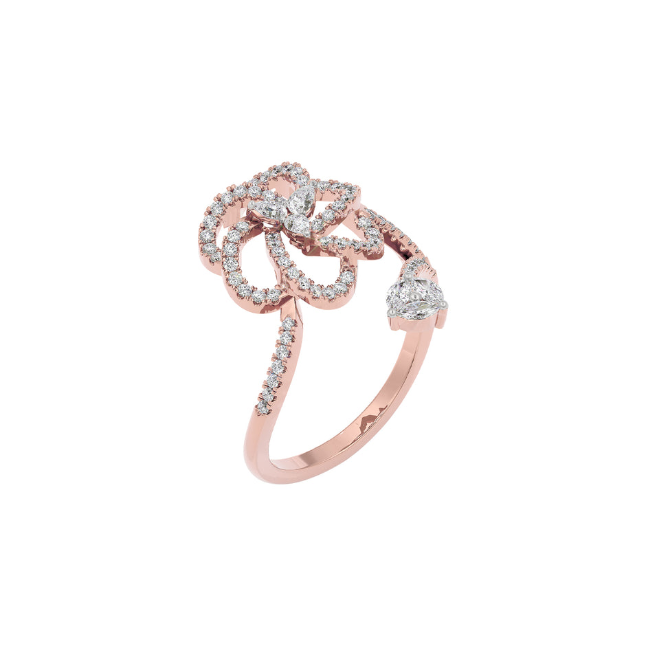 Spiral Twist Diamond Ring 18 KT / Rose Gold / 22