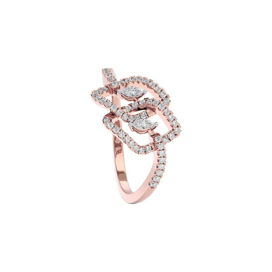 Twin Lustre Diamond Ring 18 KT / Rose Gold / 22