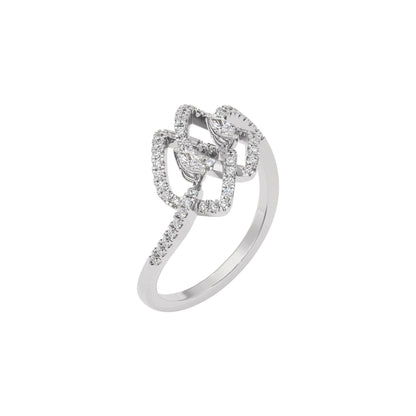 Twin Lustre Diamond Ring 18 KT / White Gold / 22