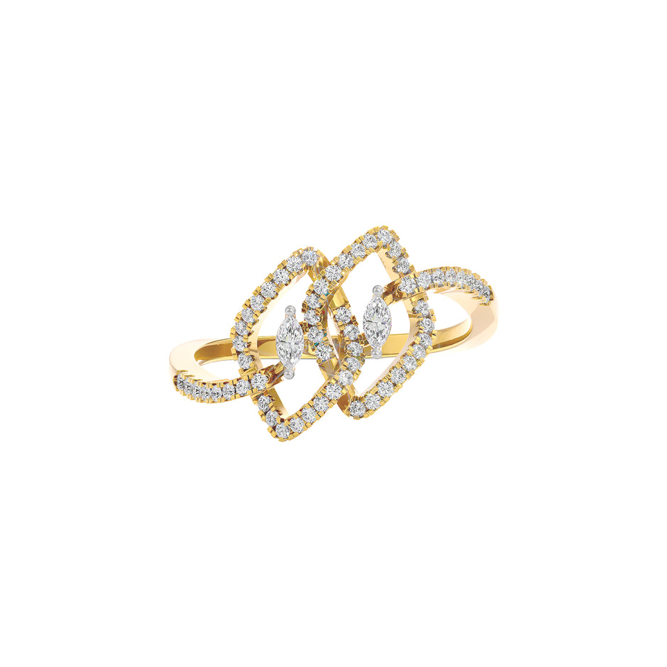 Twin Lustre Diamond Ring 18 KT / Yellow Gold / 22