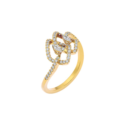 Twin Lustre Diamond Ring 18 KT / Yellow Gold / 22