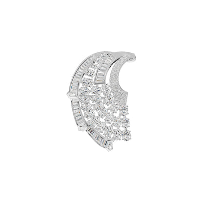 Crescent Curve Diamond Brooch