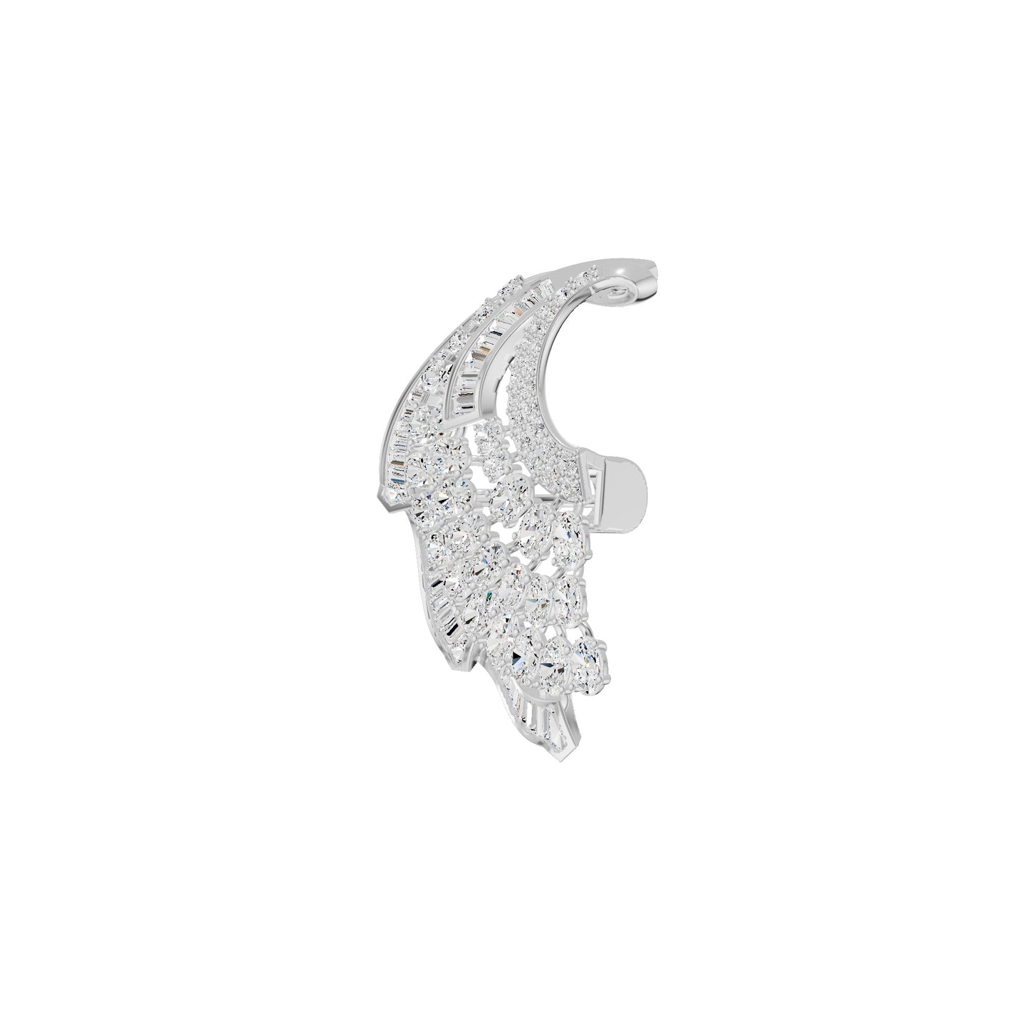 Crescent Curve Diamond Brooch