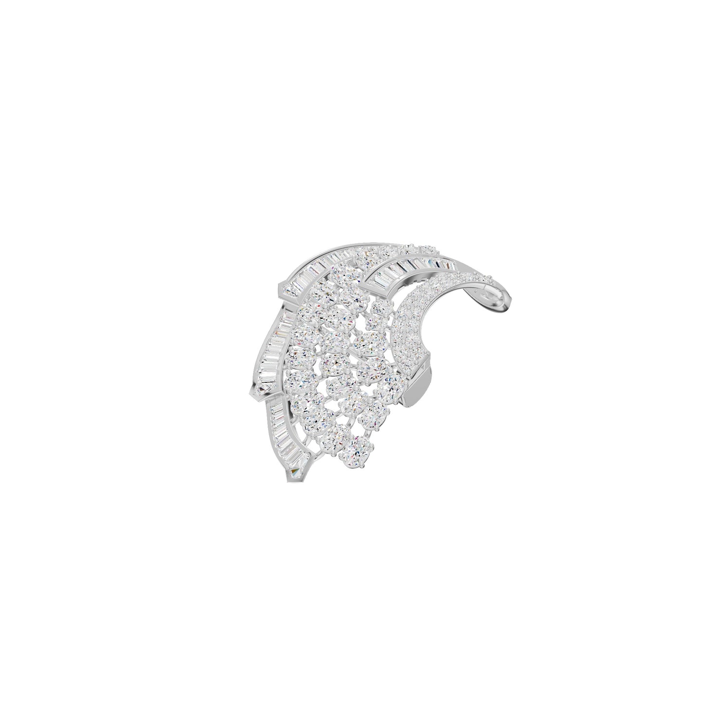 Crescent Curve Diamond Brooch