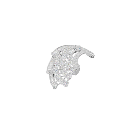 Crescent Curve Diamond Brooch