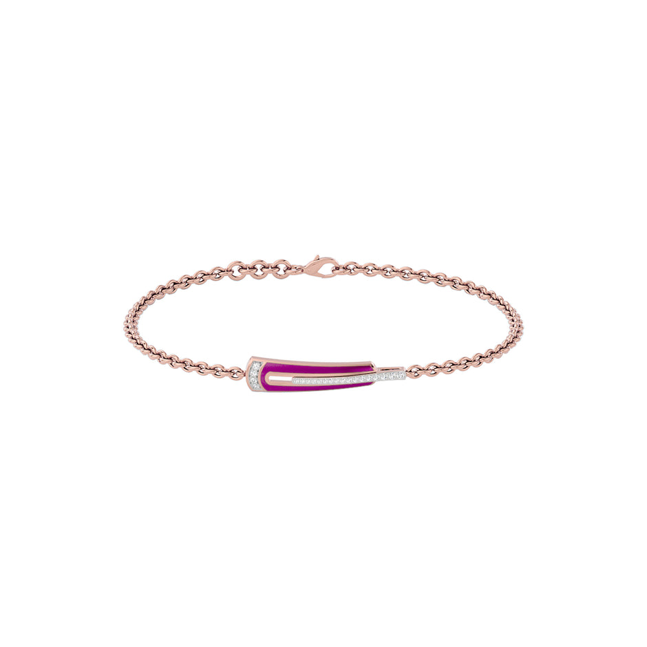 Pink Enamel Fashion Diamond Bracelet 18 KT / Rose Gold