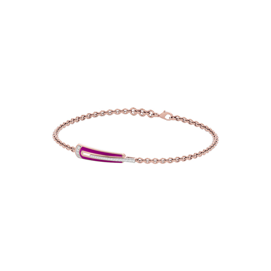 Pink Enamel Fashion Diamond Bracelet 18 KT / Rose Gold