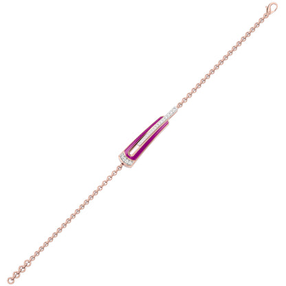 Pink Enamel Fashion Diamond Bracelet 18 KT / Rose Gold
