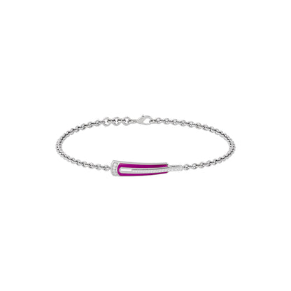 Pink Enamel Fashion Diamond Bracelet 18 KT / White Gold