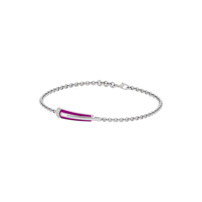 Pink Enamel Fashion Diamond Bracelet 18 KT / White Gold