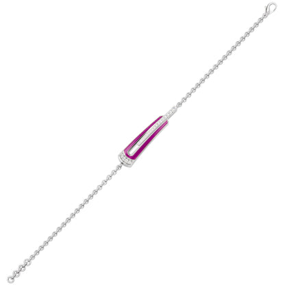 Pink Enamel Fashion Diamond Bracelet 18 KT / White Gold