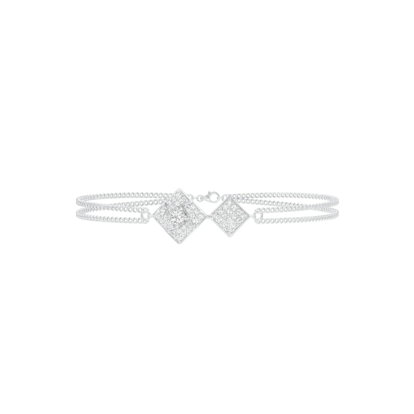Jaali Filigree Diamond Chain Bracelet 18 KT / White Gold