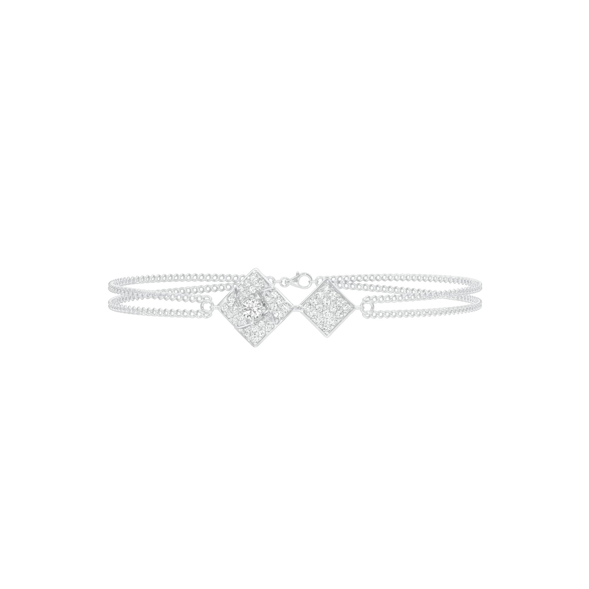 Jaali Filigree Diamond Chain Bracelet 18 KT / White Gold