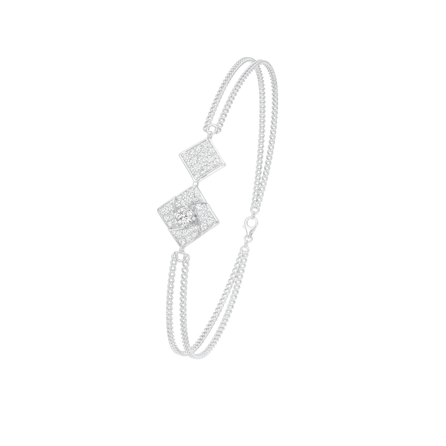 Jaali Filigree Diamond Chain Bracelet 18 KT / White Gold