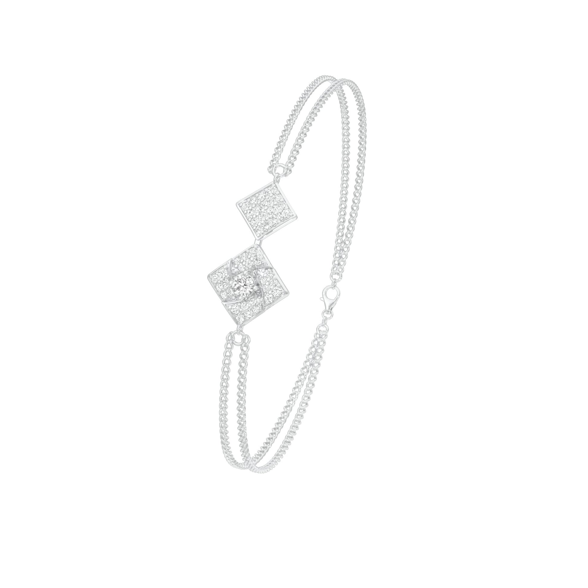 Jaali Filigree Diamond Chain Bracelet 18 KT / White Gold