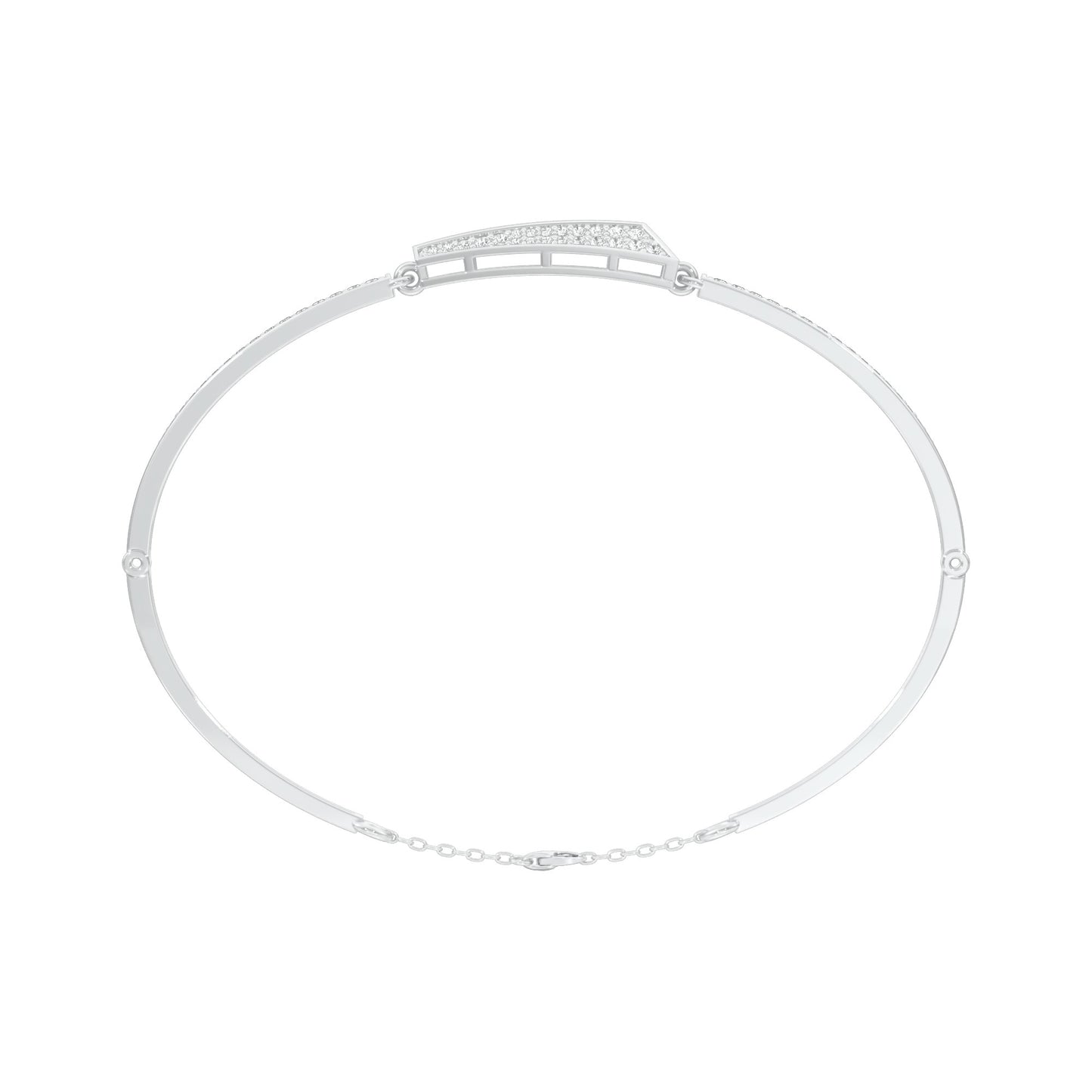 Glow Curve Diamond Kada Bracelet 18 KT / White Gold
