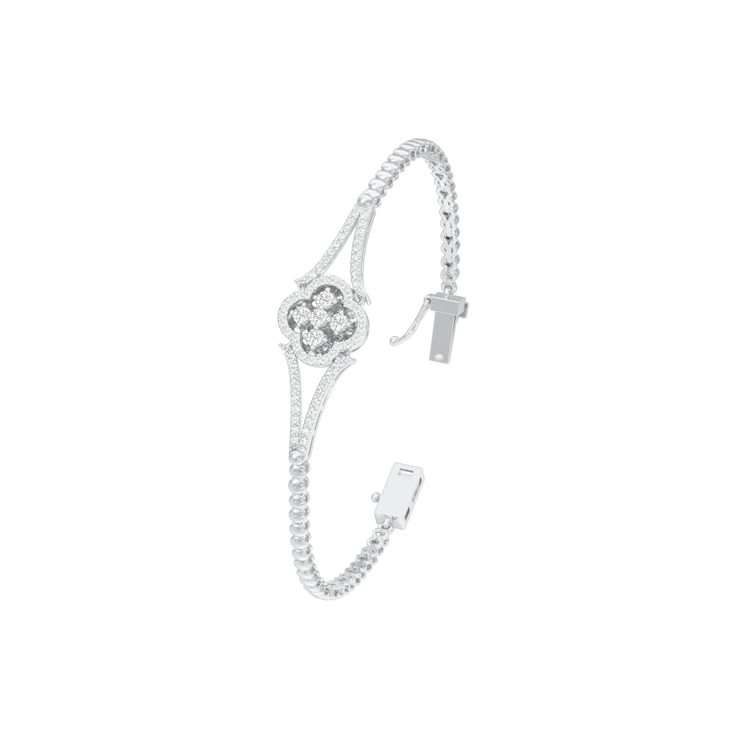 Subtle Reflection Diamond Kada Bracelet 18 KT / White Gold