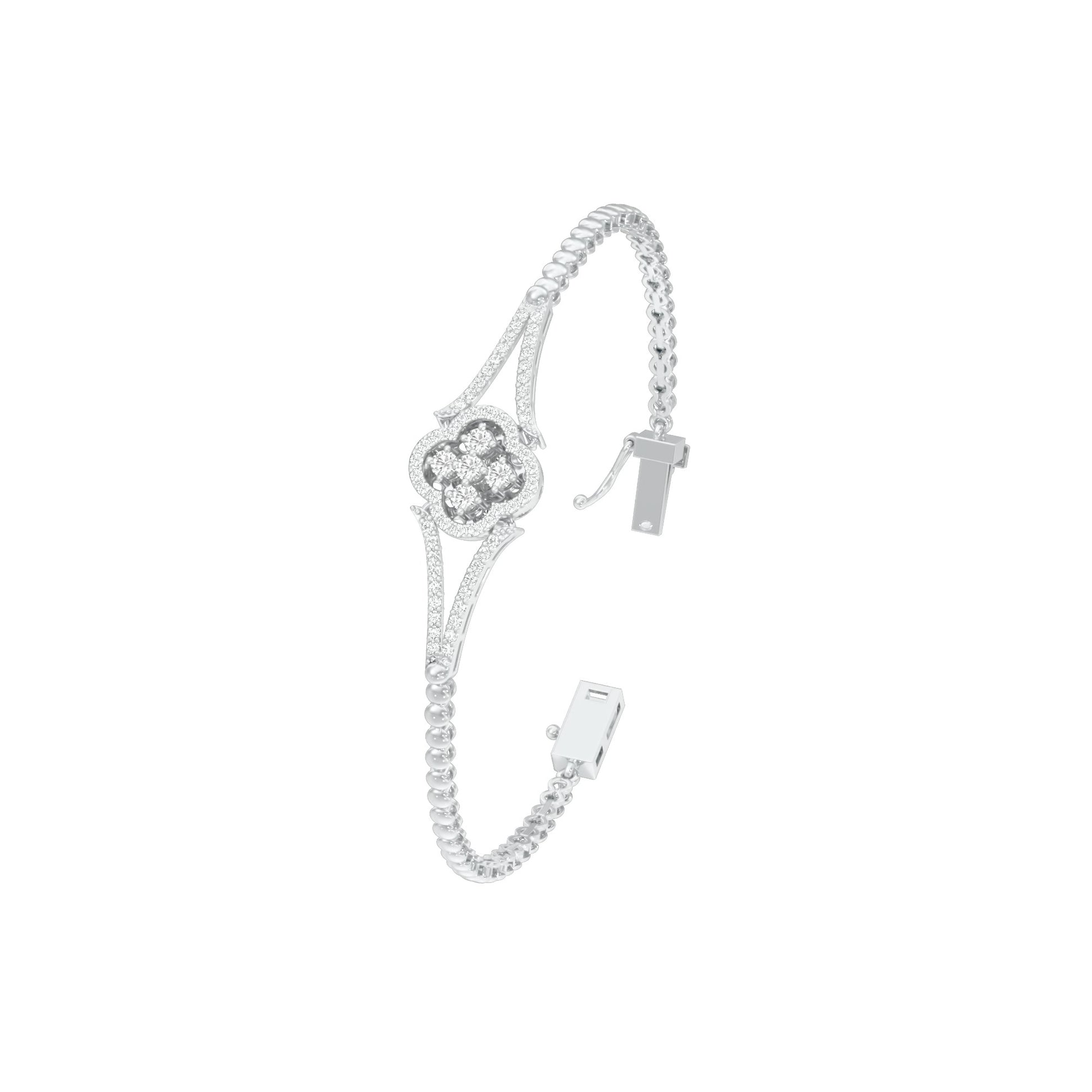 Subtle Reflection Diamond Kada Bracelet 18 KT / White Gold