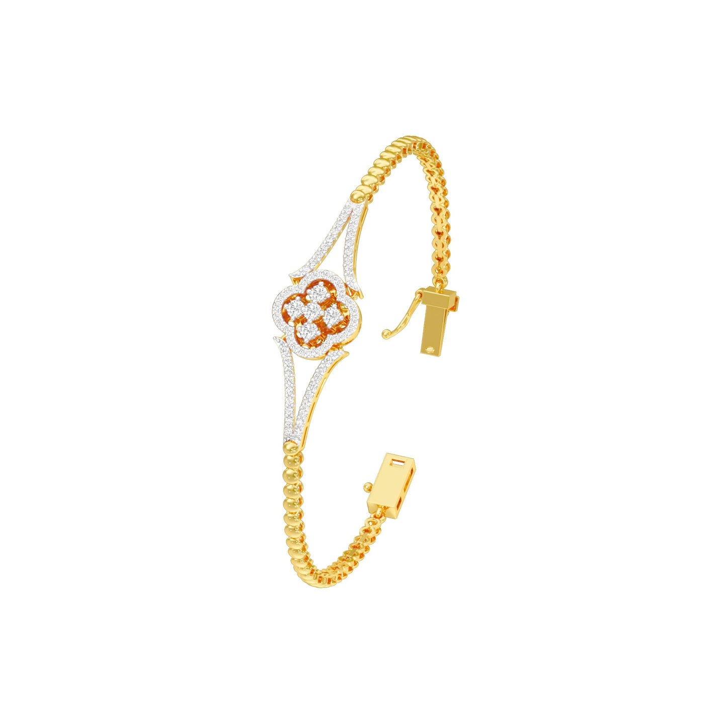 Subtle Reflection Diamond Kada Bracelet 18 KT / Yellow Gold